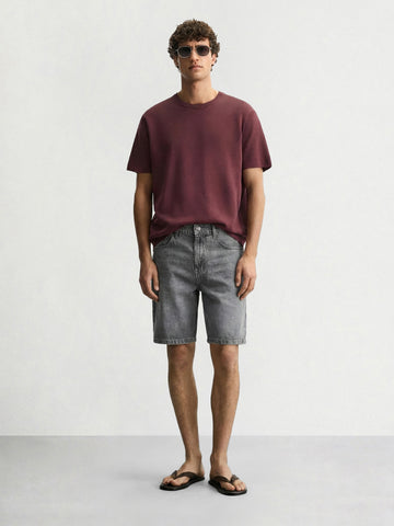 Men's Grey Regular Fit Solid Casual Shorts
