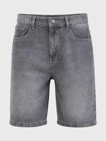 Men's Grey Regular Fit Solid Casual Shorts