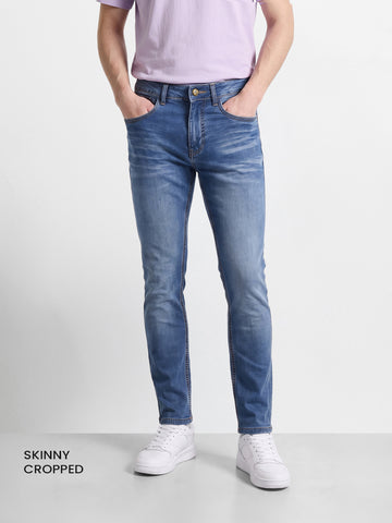 Men's Blue Skinny Fit Solid Casual Jeans