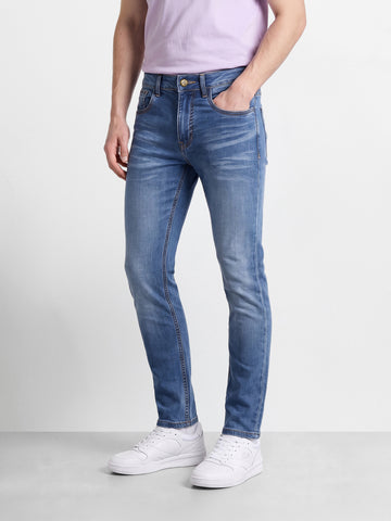 Men's Blue Skinny Fit Solid Casual Jeans