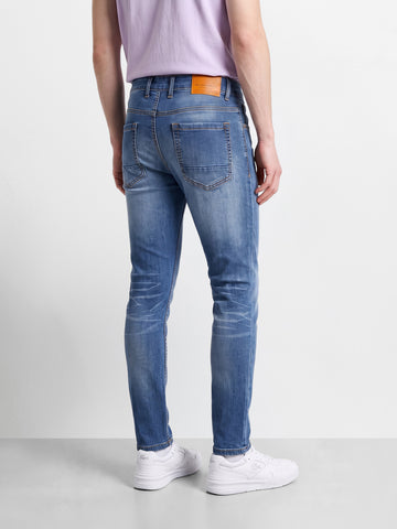 Men's Blue Skinny Fit Solid Casual Jeans