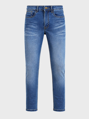 Men's Blue Skinny Fit Solid Casual Jeans