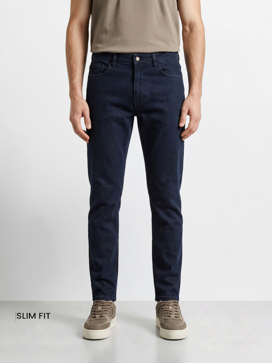 Men's Blue Slim Fit Solid Casual Jeans