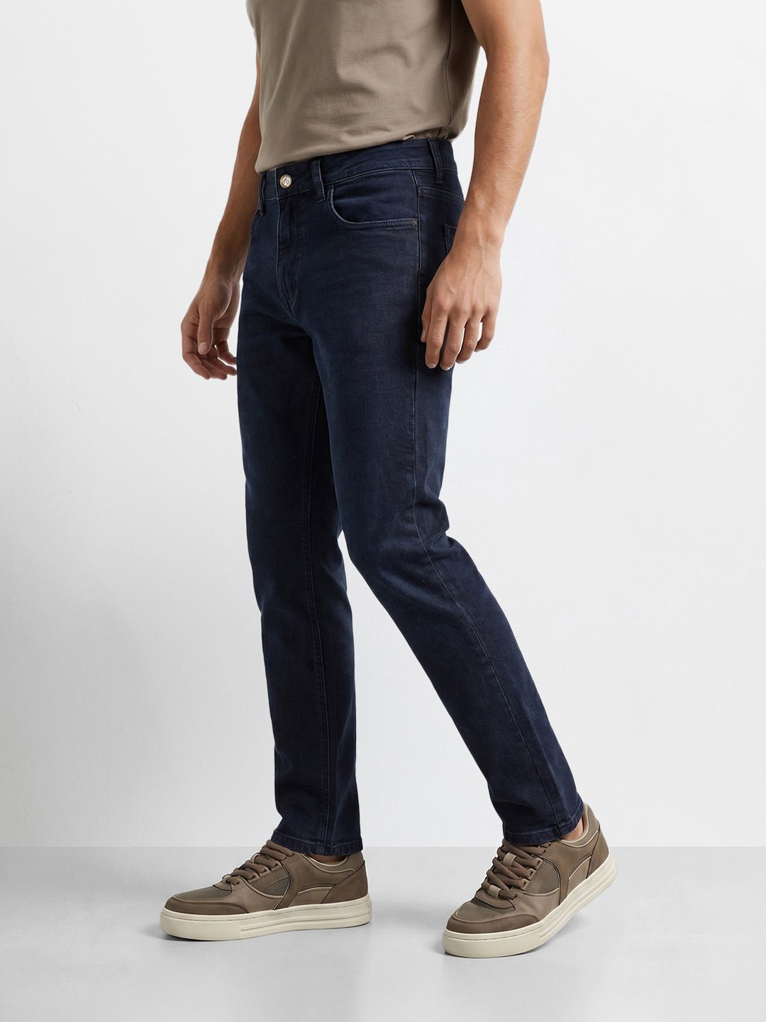 Men's Blue Slim Fit Solid Casual Jeans