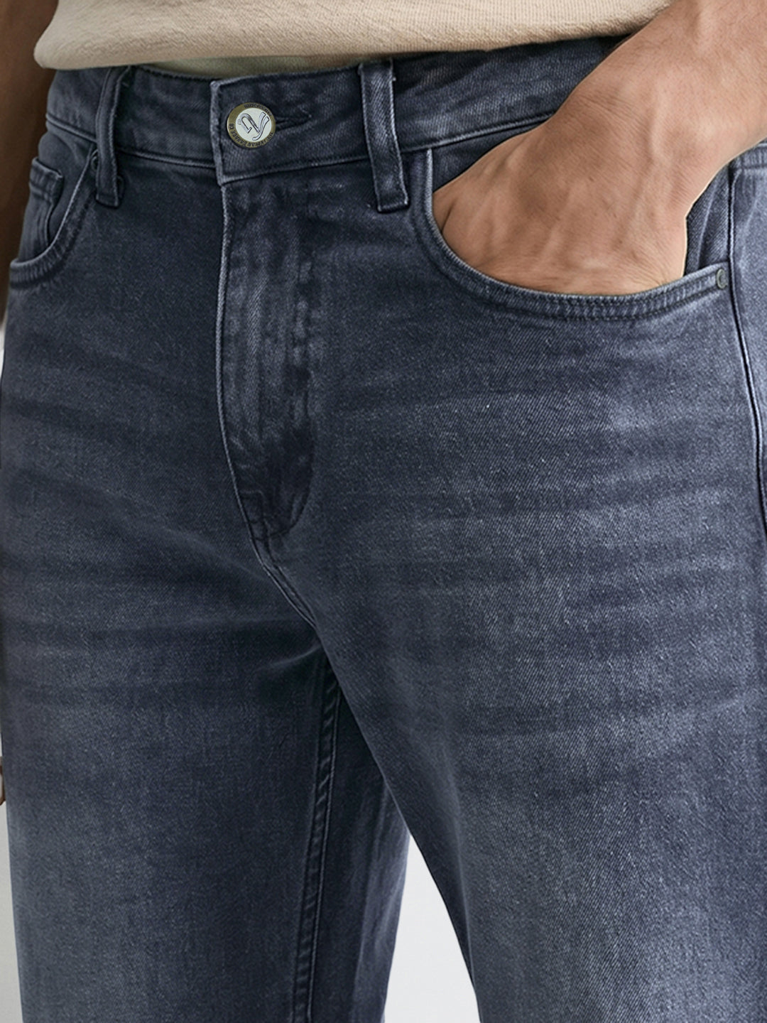 Men's Blue Slim Fit Solid Casual Jeans