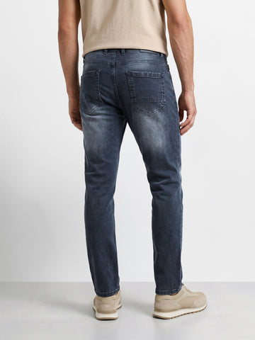 Men's Blue Slim Fit Solid Casual Jeans
