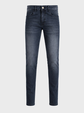 Men's Blue Slim Fit Solid Casual Jeans