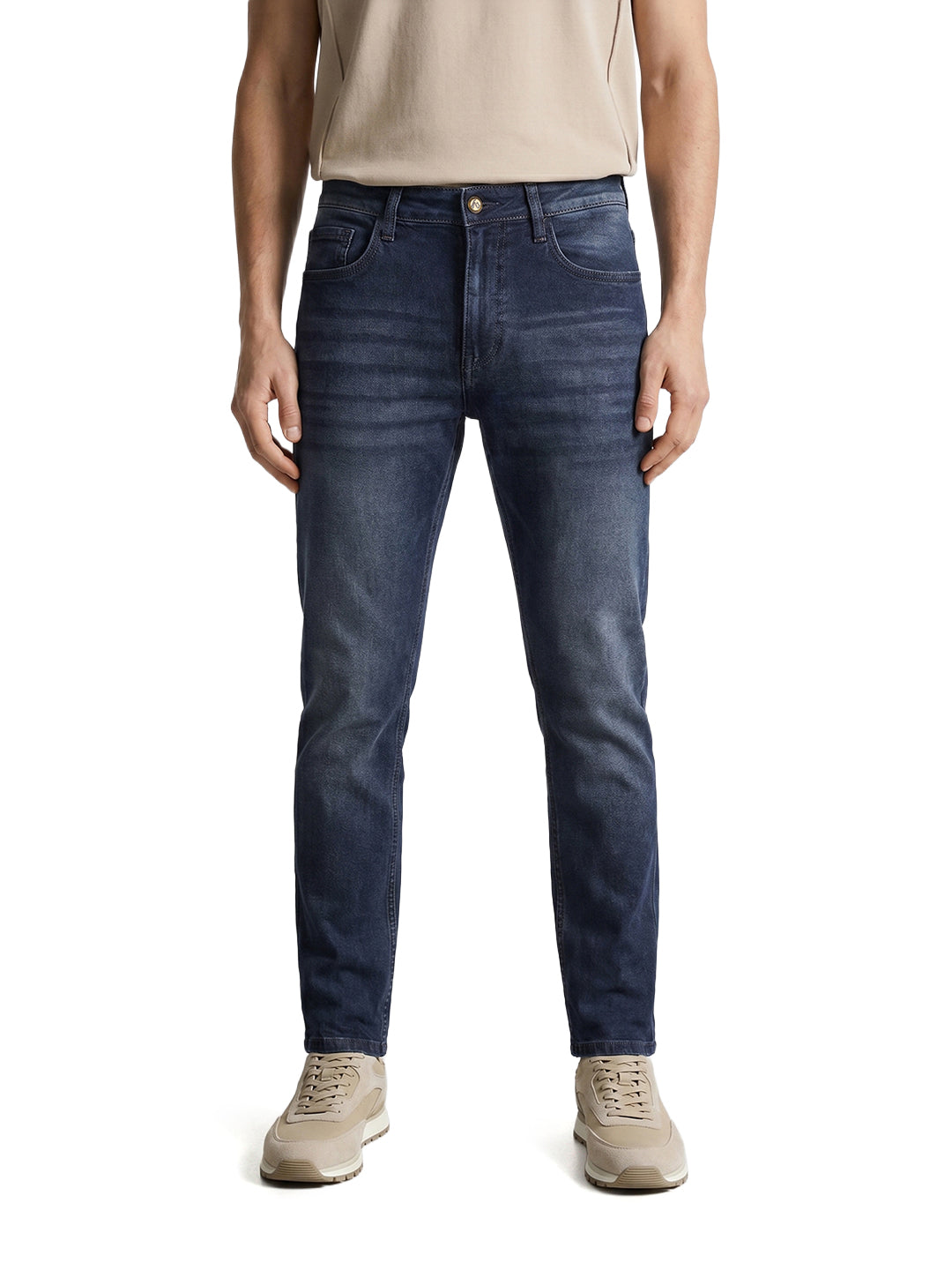 Men's Blue Slim Fit Solid Casual Jeans