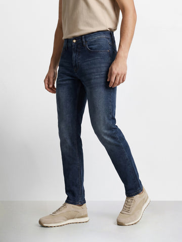 Men's Blue Slim Fit Solid Casual Jeans