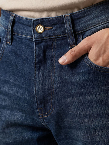 Men's Blue Slim Fit Solid Casual Jeans