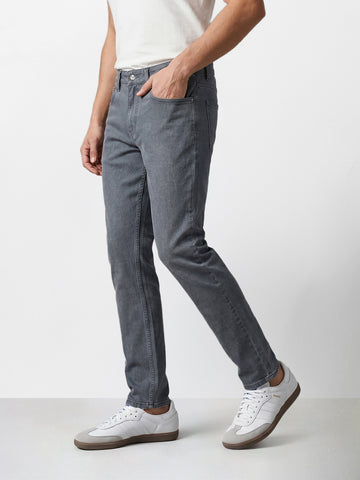 Men's Grey Slim Fit Solid Casual Jeans