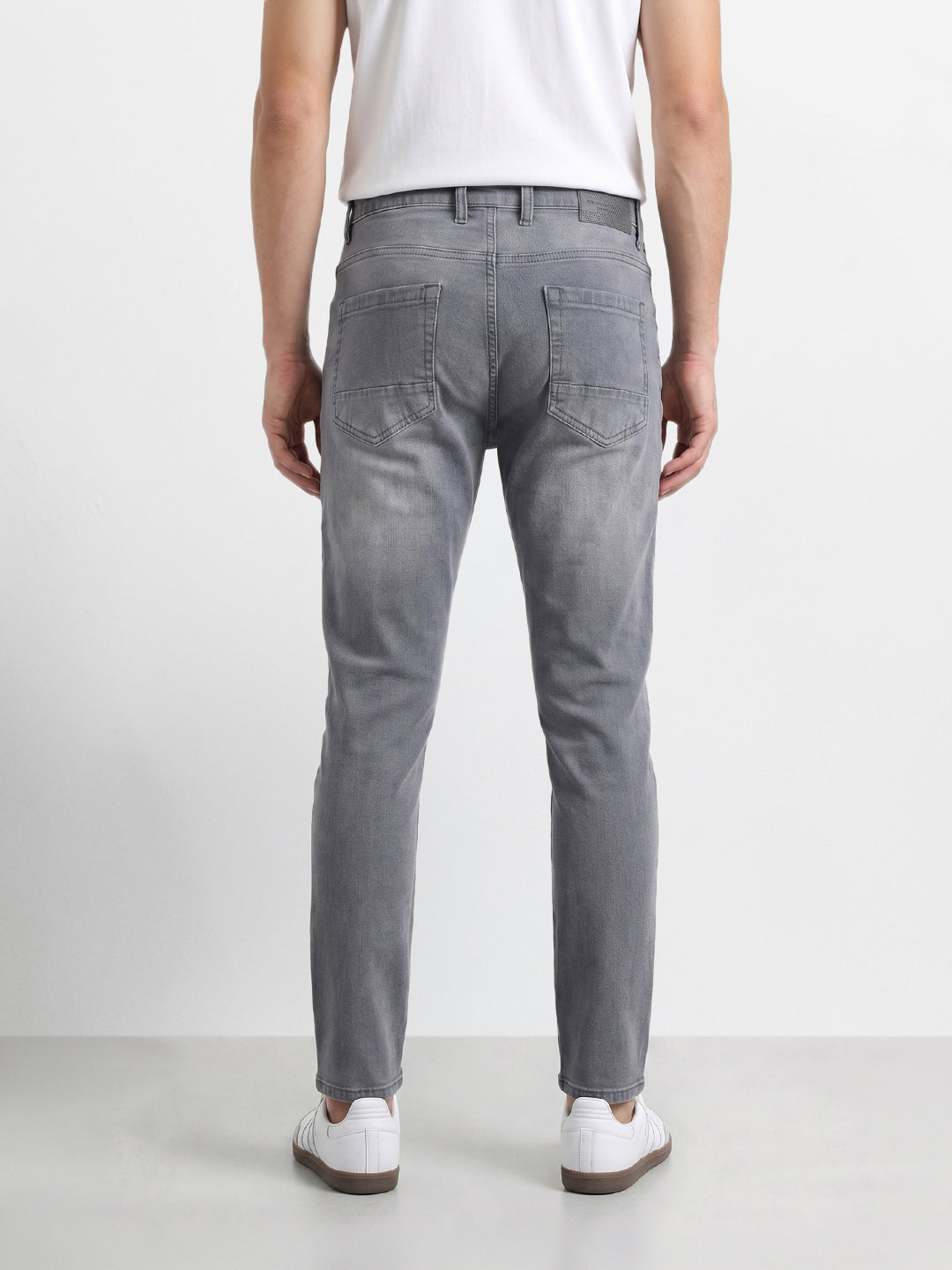 Men's Grey Slim Fit Solid Casual Jeans