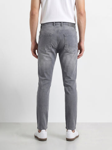 Men's Grey Slim Fit Solid Casual Jeans