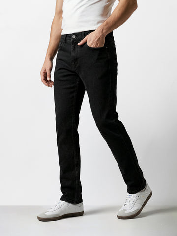 Men's Black Slim Fit Solid Casual Jeans