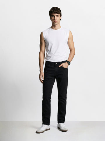 Men's Black Slim Fit Solid Casual Jeans