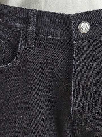 Men's Black Slim Fit Solid Casual Jeans