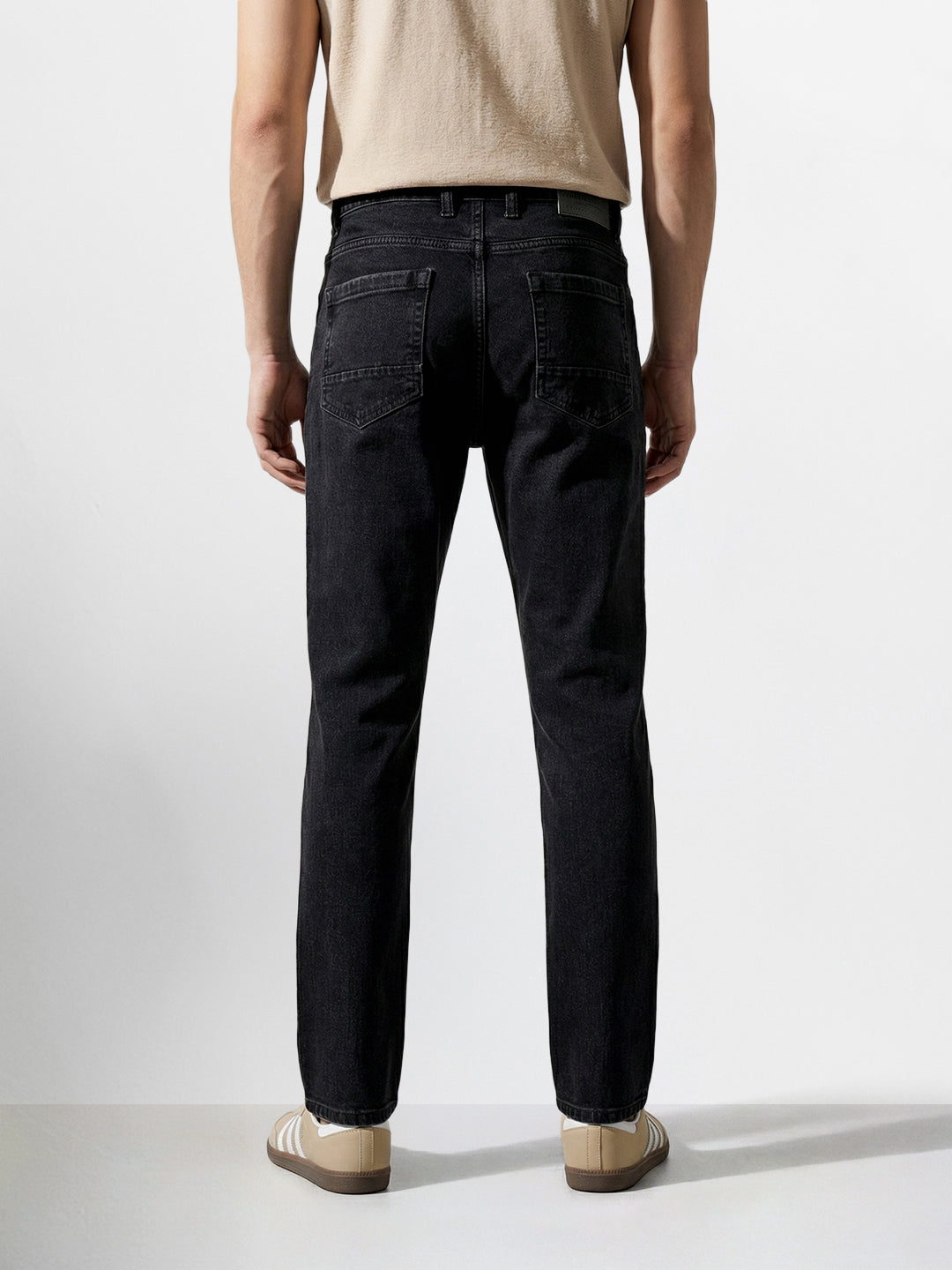 Men's Black Slim Fit Solid Casual Jeans