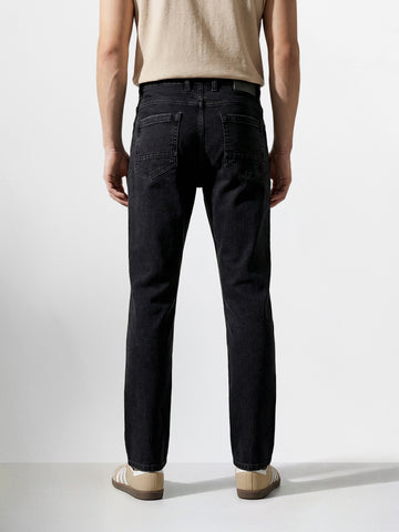 Men's Black Slim Fit Solid Casual Jeans