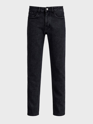 Men's Black Slim Fit Solid Casual Jeans