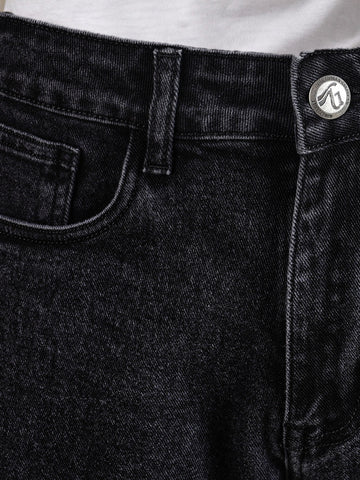 Men's Black Slim Fit Solid Casual Jeans