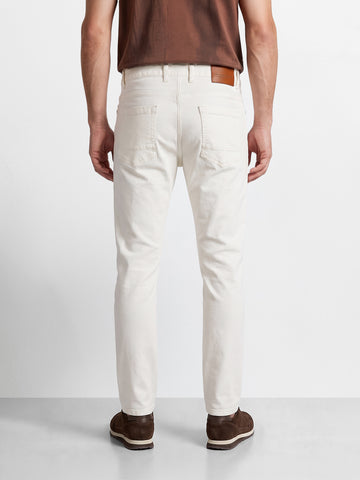Men's White Slim Fit Solid Casual Jeans