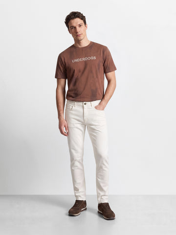 Men's White Slim Fit Solid Casual Jeans