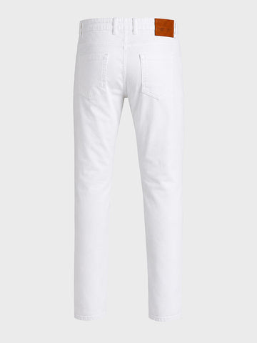 Men's White Slim Fit Solid Casual Jeans