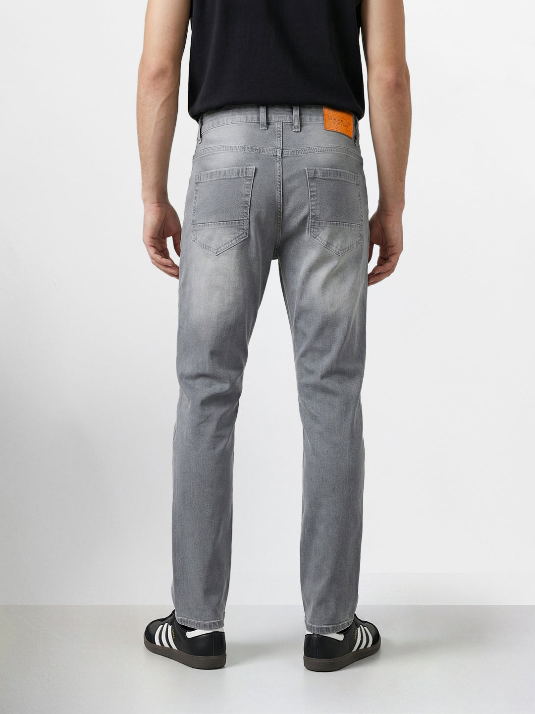 Men's Grey Slim Fit Solid Casual Jeans