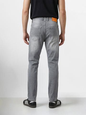Men's Grey Slim Fit Solid Casual Jeans