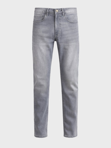 Men's Grey Slim Fit Solid Casual Jeans