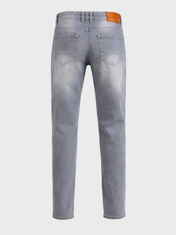 Men's Grey Slim Fit Solid Casual Jeans