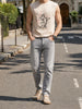 Men's Grey Slim Fit Solid Casual Jeans