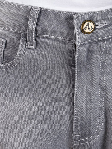 Men's Grey Slim Fit Solid Casual Jeans