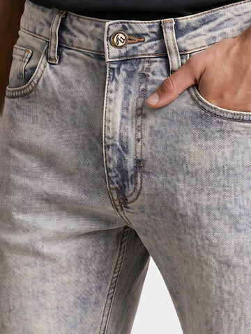 Men's Grey Slim Fit Solid Casual Jeans