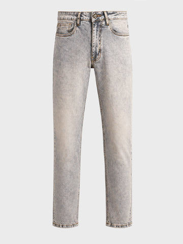 Men's Grey Slim Fit Solid Casual Jeans