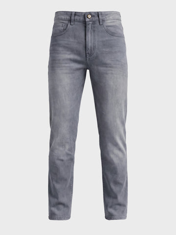 Men's Grey Slim Fit Solid Casual Jeans