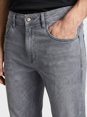Men's Grey Slim Fit Solid Casual Jeans