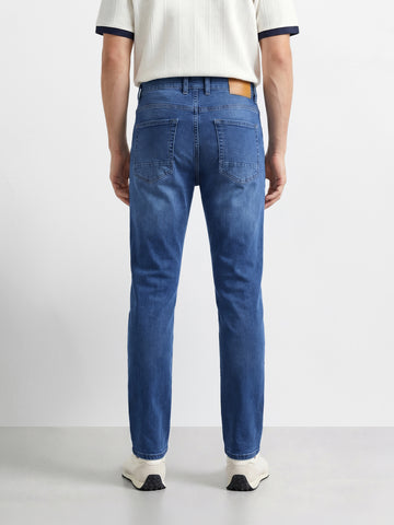 Men's Blue Slim Fit Solid Casual Jeans