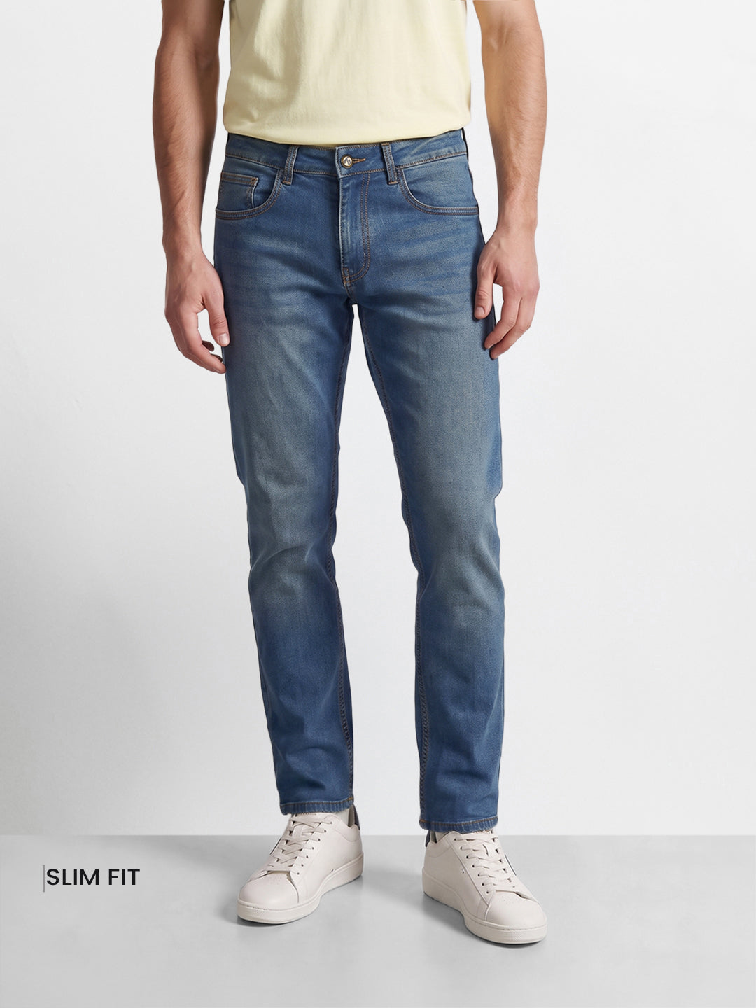 Men's Blue Slim Fit Solid Casual Jeans