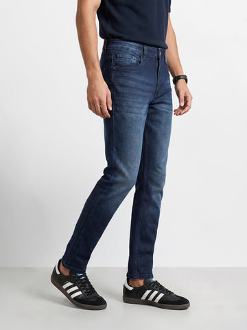 Men's Blue Slim Fit Solid Casual Jeans