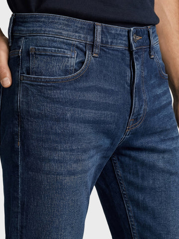 Men's Blue Slim Fit Solid Casual Jeans
