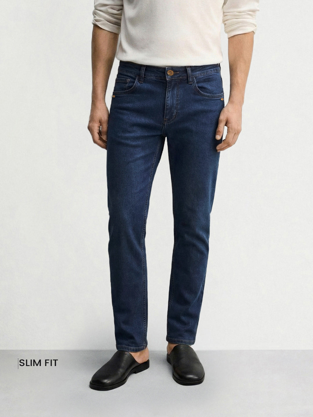 Men's Blue Slim Fit Solid Casual Jeans