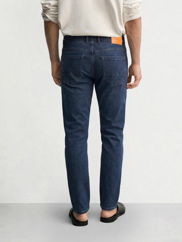 Men's Blue Slim Fit Solid Casual Jeans