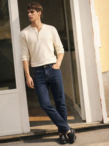 Men's Blue Slim Fit Solid Casual Jeans