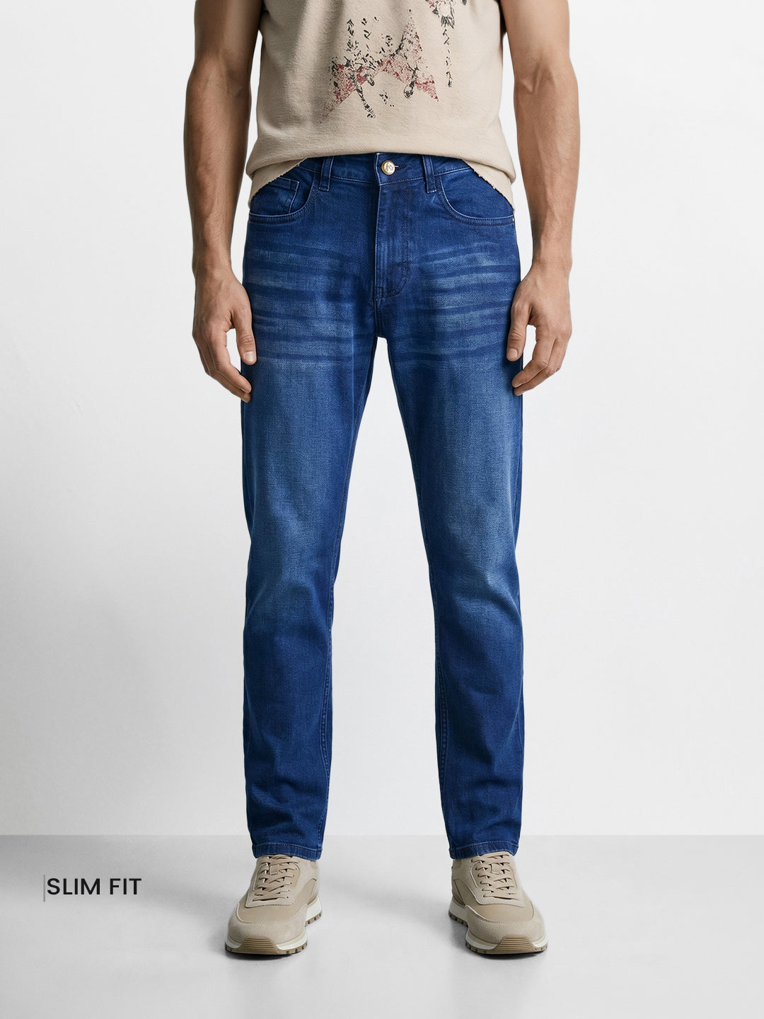 Men's Blue Slim Fit Solid Casual Jeans