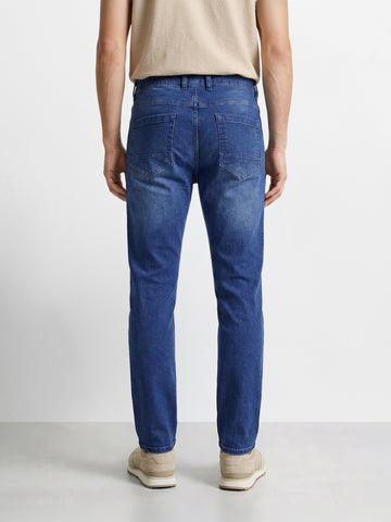 Men's Blue Slim Fit Solid Casual Jeans