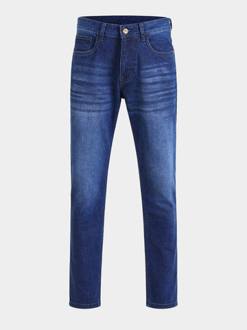 Men's Blue Slim Fit Solid Casual Jeans