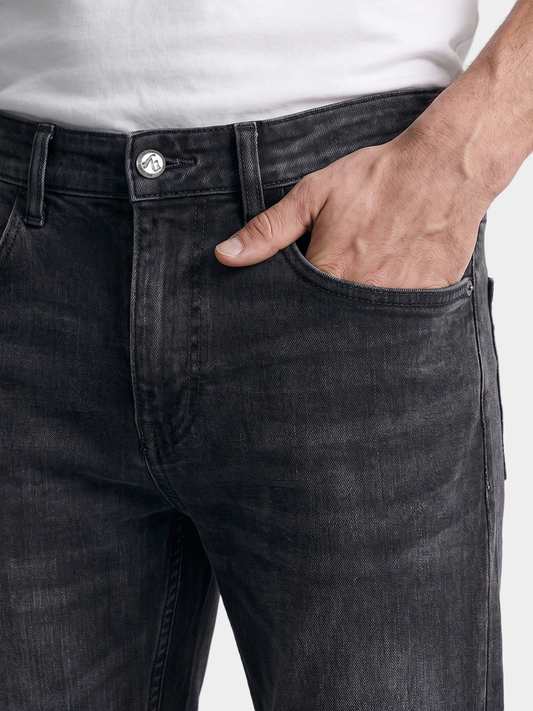Men's Black Slim Fit Solid Casual Jeans