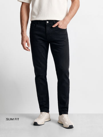 Men's Black Slim Fit Solid Casual Jeans