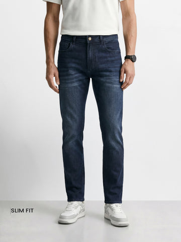 Men's Blue Slim Fit Solid Casual Jeans